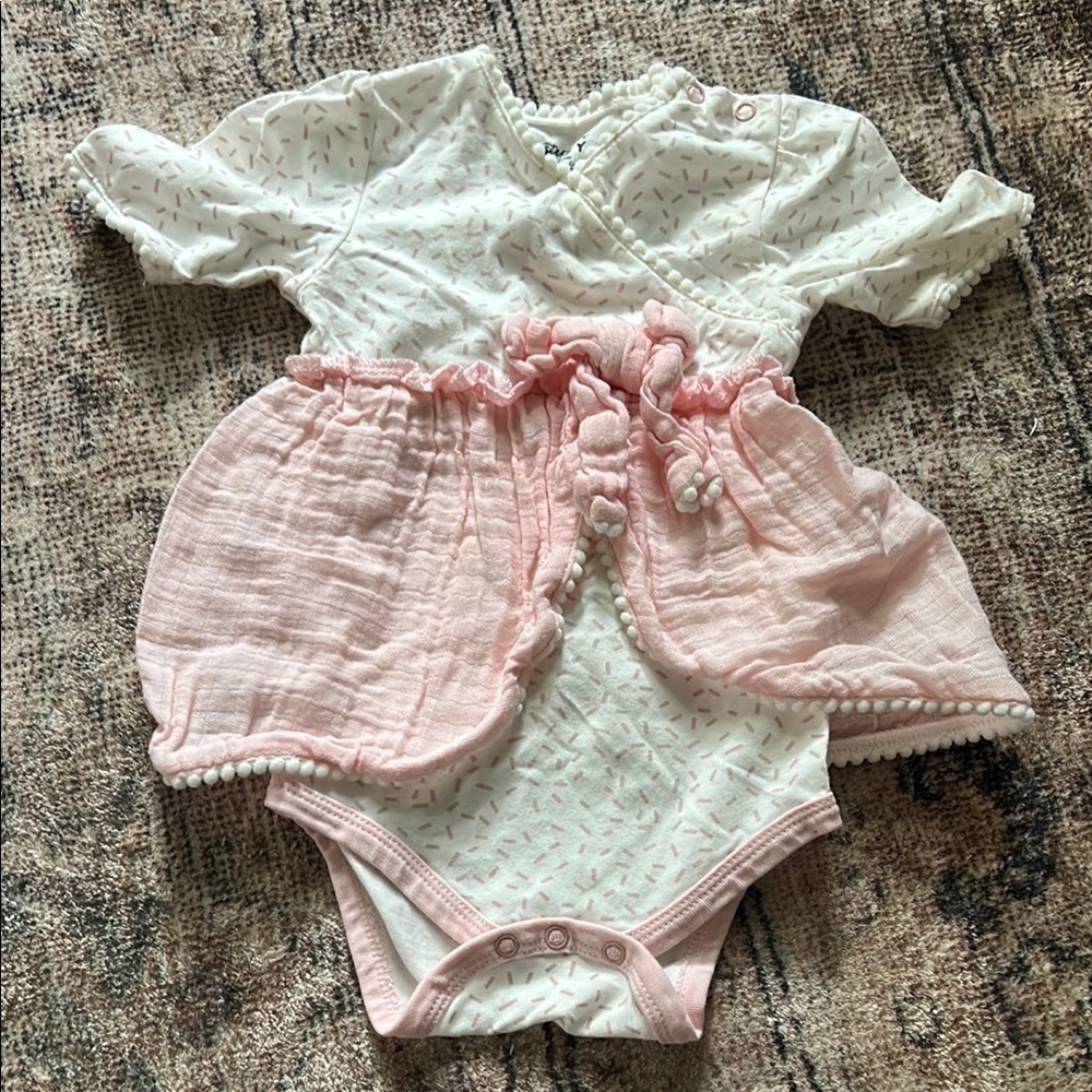 Stephan Baby Pink and White Romper 3-6 Months